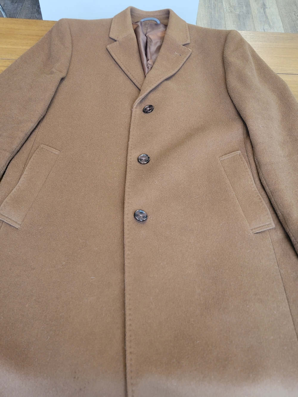 Michael Kors Men's Brown Wool Pea Coat - Single-Breasted